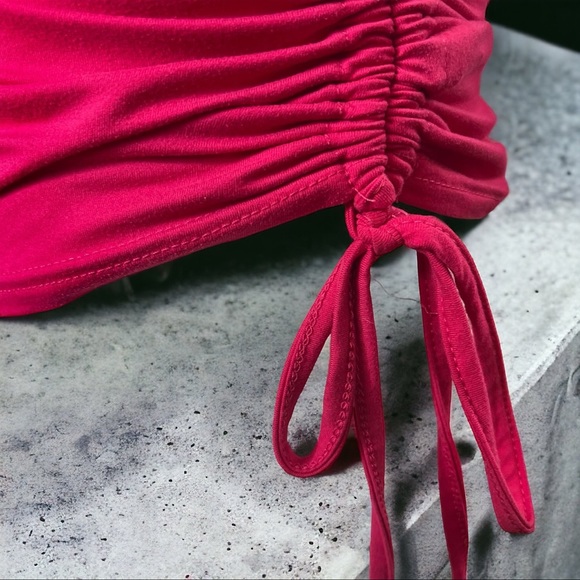 💝 Shein Draped Collar Drawstring Cami Top - Hot Pink - Picture 2 of 5